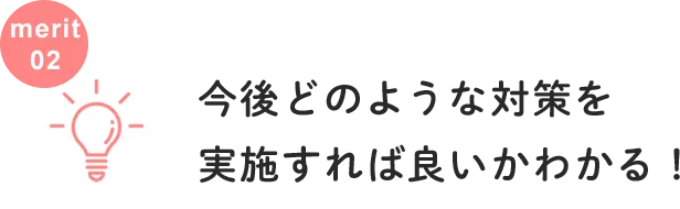 今後どのような対策を実施すれば良いかわかる！